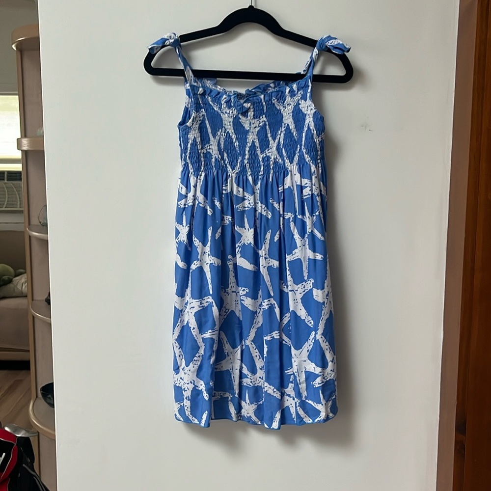 Tybee Island Girls Blue/White ELLA Starfish Boho Sundress,One Size,4-6X,NWT